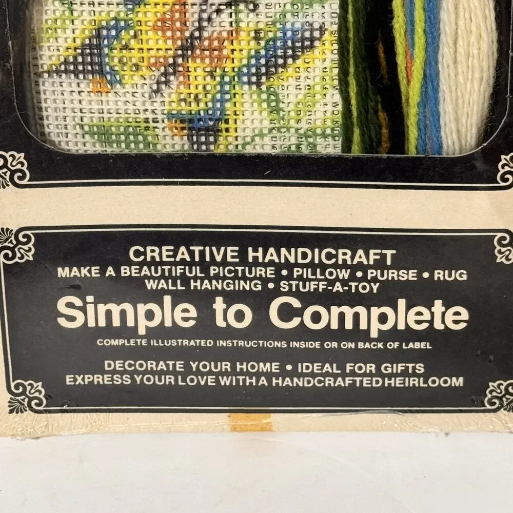American Family Crafts Needle Point Creative Handicraft Butterfly Flower Vintage